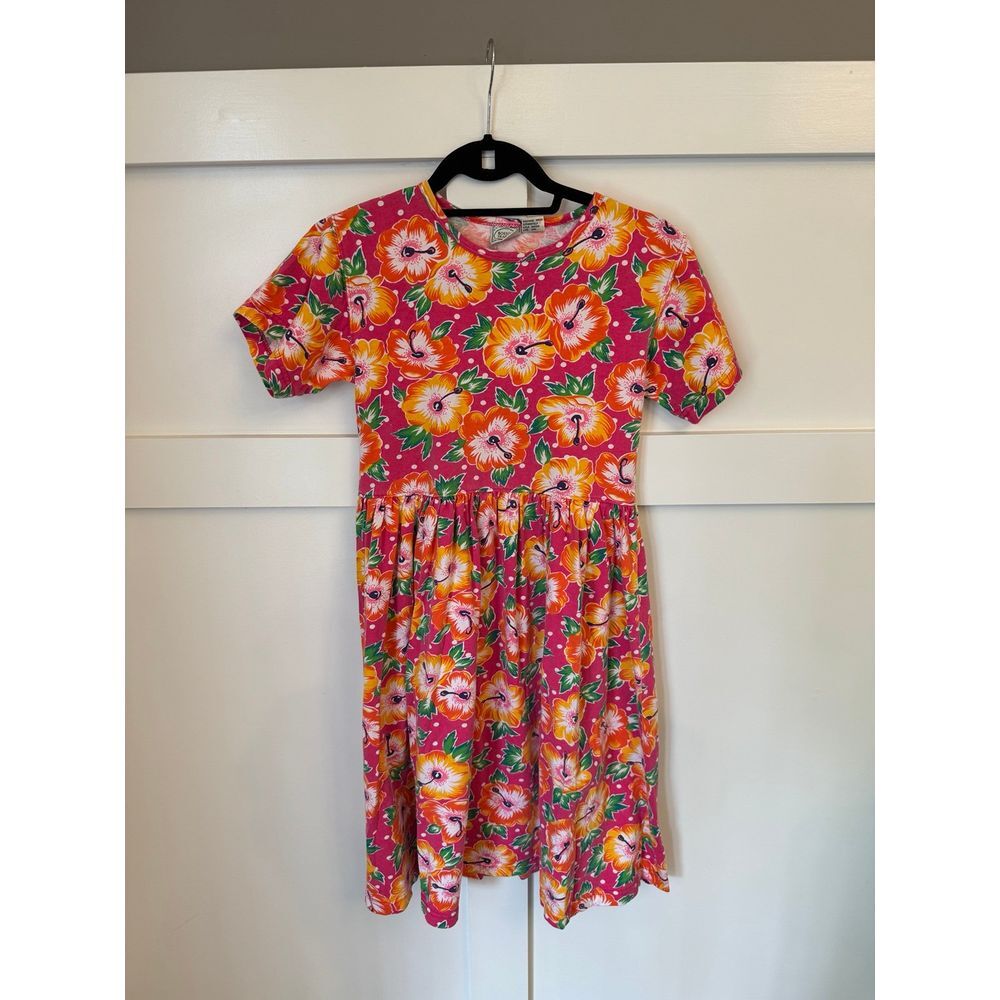 BOSTON TRADERS GIRLS SHORT SLEEVED DRESS, 12/14, FLORAL , VINTAGE, COTTON‎
